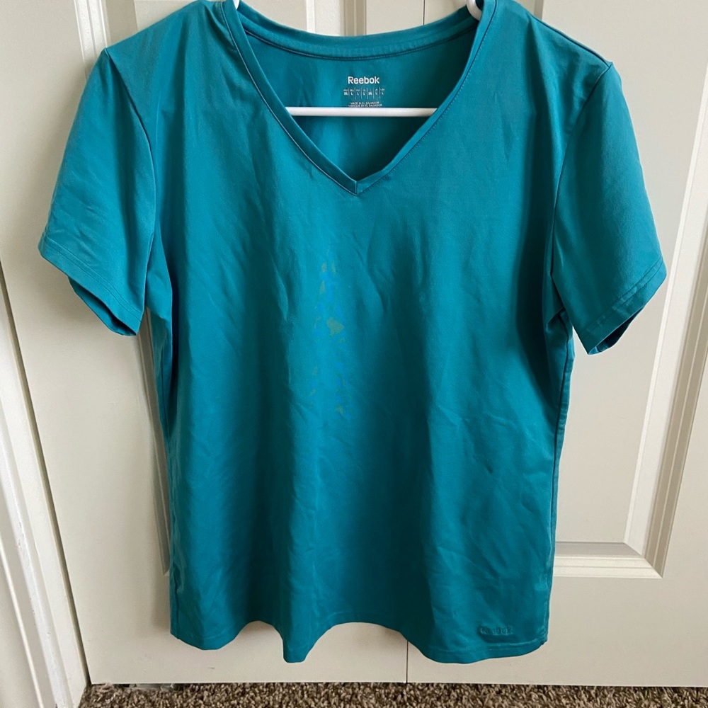 Reebok teal blue workout shirt